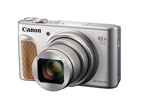 Canon Powershot SX740 HS - Cámara Compacta de 20.3 MP (40 x Zoom Óptico, 4K UHD, DIGIC 8, 5 Ejes, LCD Desplegable, 10 fps, Bluetooth, WiFi) Plata, 110.1 x 63.8 x 39.9 mm