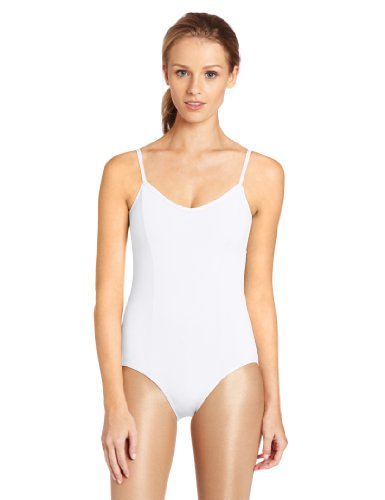 Capezio CC101 - Maillot de ballet con tirantes de espaguetis, CC101, Mujer, color Blanco, tamaño S