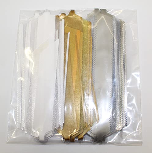 CaPiSo 3 lazos grandes de 18 cm en L, para decoración, para regalo, color plateado, dorado y blanco