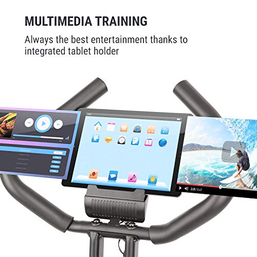 Capital Sports Azura Air - Bicicleta estatica de cardio plegable, Computador de entrenamiento, Pulsómetro, Bici estática sillín ergonómico, 7 niveles altura, Antideslizante, Pantalla LCD, Naranja