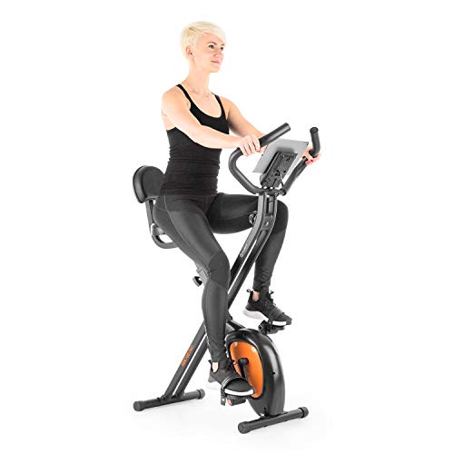 Capital Sports Azura Air - Bicicleta estatica de cardio plegable, Computador de entrenamiento, Pulsómetro, Bici estática sillín ergonómico, 7 niveles altura, Antideslizante, Pantalla LCD, Naranja