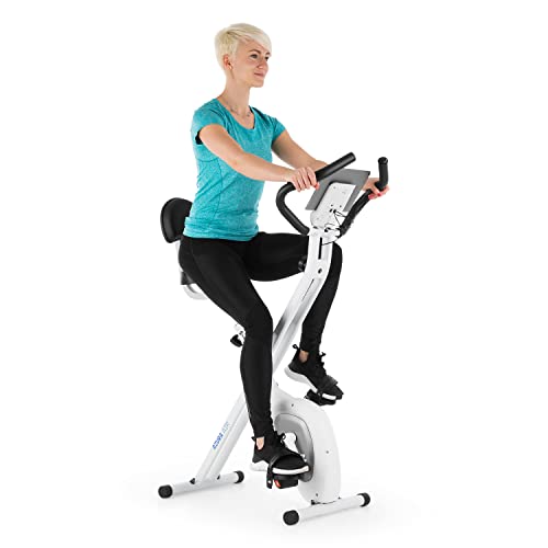 Capital Sports Azura Air Bike bicicleta estática - bici estática con ordenador de entrenamiento, plegable con 8 kg de volante de inercia, resistencia ajustable en 8 pasos, plateado