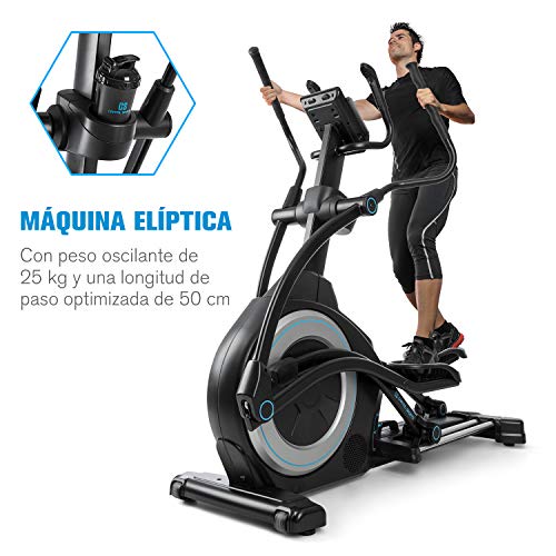 CAPITAL SPORTS Helix Star UP - Bicicleta Eliptica orbital para casa, App Kinomap, Bluetooth, InclinePro con inclinación a 3 niveles, volante de inercia de 25kg, resistencia de 32 niveles, Negro