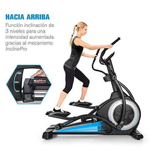 CAPITAL SPORTS Helix Star UP - Bicicleta Eliptica orbital para casa, App Kinomap, Bluetooth, InclinePro con inclinación a 3 niveles, volante de inercia de 25kg, resistencia de 32 niveles, Negro