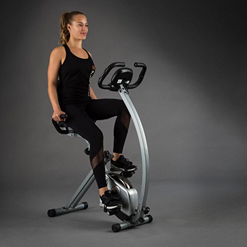 CAPITAL SPORTS Trajector Bicicletas estaticas, Bicicleta estática, Bici estatica Plegable, Dispositivo de Entrenamiento con 3Kg Masa giratoria, sillín Extra Ancho, 8 Niveles de Resistencia, Plateado
