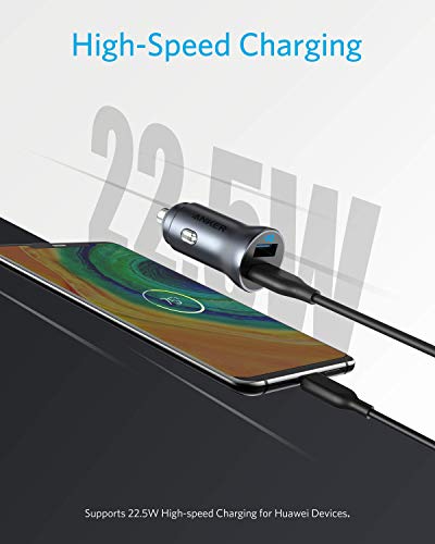 Car Charger, Anker 24W Metal Dual USB Car Charger, PowerDrive II 2-Port 24W Alloy Supports 22.5W Huawei High-Speed Charging, for Huawei P30/Mate 30/20/Pro, iPhone 11/XR/XS/X/8, and More