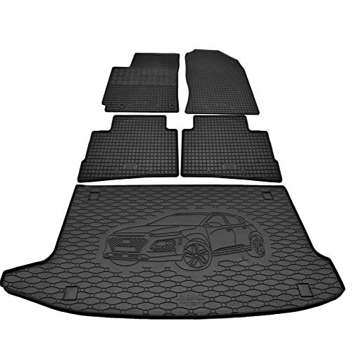 Car Lux DUO06046 - Alfombra Protector Cubre Maletero y Alfombrillas de Goma a Medida para Kona Desde 2017-