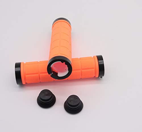 CarbonEnmy Puños para manillar de bicicleta, goma antideslizante con anillo de aluminio, para bicicleta de carretera, urbana, bicicleta de montaña, plegable, color naranja