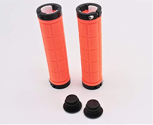 CarbonEnmy Puños para manillar de bicicleta, goma antideslizante con anillo de aluminio, para bicicleta de carretera, urbana, bicicleta de montaña, plegable, color naranja