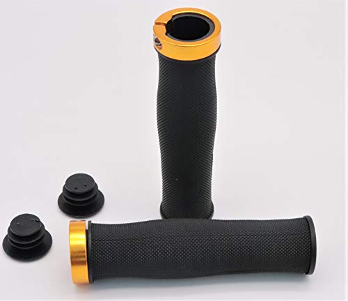 CarbonEnmy Puños para manillar de bicicleta, goma antideslizante, forma de jarrón con bloqueo por un lado, color negro (dorado)