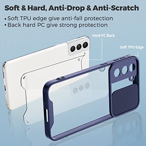 Carcasa Transparente Samsung Galaxy S20 Ultra 5g [Protección De La Cámara Deslizante][Lente Deslizante para Ocultar] Funda Antiamarilla Antichoque Antideslizante Suave Silicona Parachoques-Azul