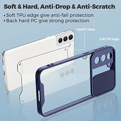 Carcasa Transparente Samsung Galaxy S20 Ultra 5g [Protección De La Cámara Deslizante][Lente Deslizante para Ocultar] Funda Antiamarilla Antichoque Antideslizante Suave Silicona Parachoques-Azul