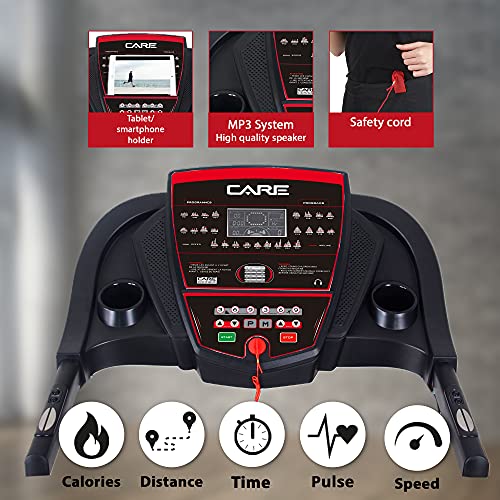 Care Fitness – Cinta de Correr conectada Jog Runner – Cinta de Caminar eléctrica inclinable y Plegable, 18 Niveles de inclinación – 25 programas de Entrenamiento – Compatible con aplicación Kinomap