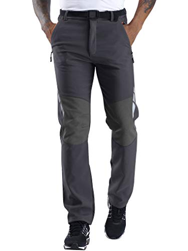 CARETOO Pantalón Deportivo con Cremallera y cinturón para Senderismo, Funcional, Trekking, Outdoor, Engrosado, Transpirable, de Secado rápido, Cortaviento y abrigado