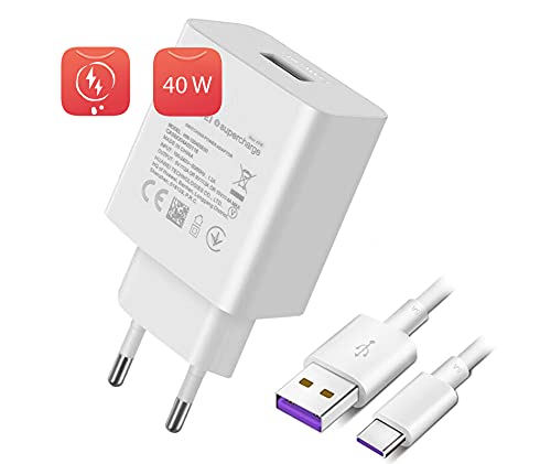 Cargador de Red Super Charge 40W + Cable USB Tipo C para Huawei P40 Lite, P40 Pro, P30 Pro, Mate 40