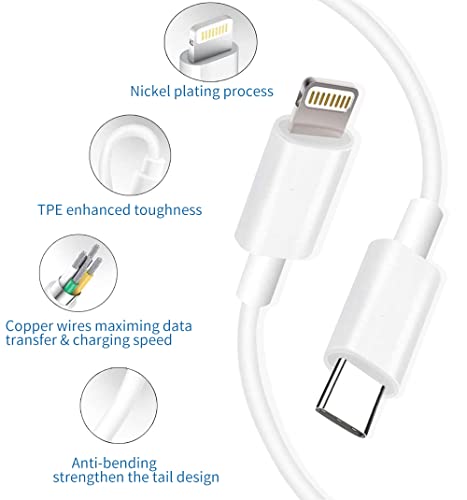 Cargador Rápido para iPhone 13【Apple Certificado MFi】Cargador de Pared de Alimentación PD Tipo C de 20 W USB C Lightning Cable Compatible con iPhone 13/13 Pro Max/13Pro/12/12Pro/SE/11/XR/XS Max/X/iPad