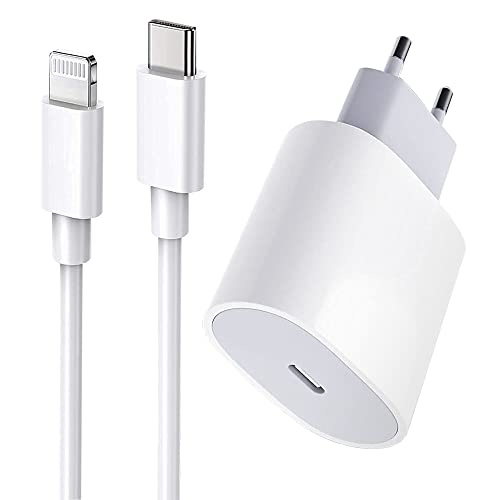 Cargador Rápido para iPhone 13【Apple Certificado MFi】Cargador de Pared de Alimentación PD Tipo C de 20 W USB C Lightning Cable Compatible con iPhone 13/13 Pro Max/13Pro/12/12Pro/SE/11/XR/XS Max/X/iPad