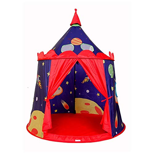 Carpa infantil Tipi de lona de algodón plegable Fotografía Tipi con bolsa de transporte Casa de juego interior for niños Tienda cósmica del castillo for niñas Niños Bebés Niños pequeños Playhouse Toy