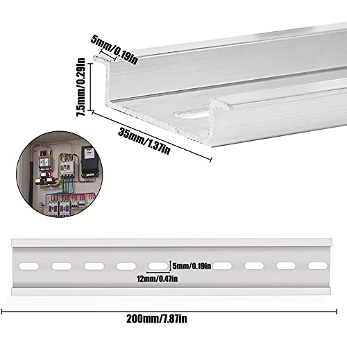 Carril De Montaje Din 10 Piezas Carril Din Aluminio Para Armarios De Distribución De Energía Que Se Instalarán En Armarios De Control 35 Mm De Ancho, 7,5 Mm De Alto 200 Mm/7.87 Pulgadas De Largo