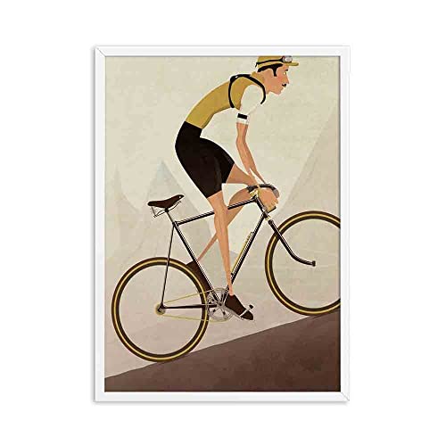 Carteles e impresiones Estilo vintage Bicicleta Ciclista Estampado Bicicleta Retro Foto Póster Regalo para decoración de baño Carrera Arte de la pared Sala de estar 2 piezas 60x80cm sin marco