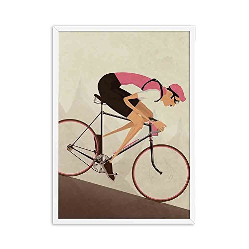 Carteles e impresiones Estilo vintage Bicicleta Ciclista Estampado Bicicleta Retro Foto Póster Regalo para decoración de baño Carrera Arte de la pared Sala de estar 2 piezas 60x80cm sin marco