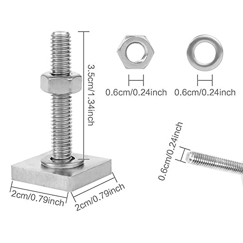 CASADIN 10 Piezas Ranura en T Caja de Techo Kit de Tornillos Adaptador de Pista M6* 35 mm Adaptador de Tuerca en T portaequipajes con Tuercas y Arandelas para baranda, portabicicletas de Techo