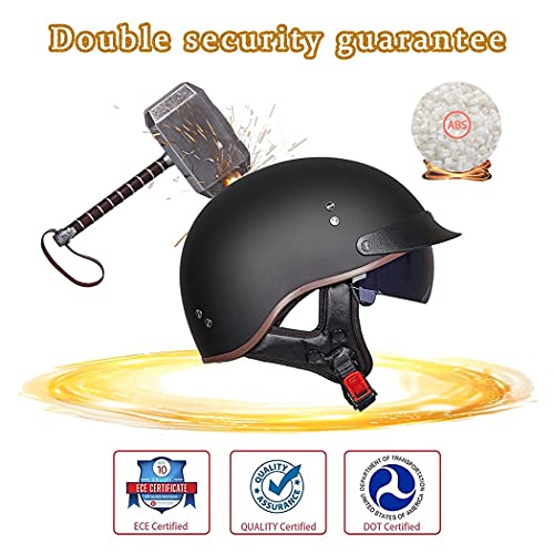 Casco Abierto Motocicleta Casco Retro Harley con Gafas Unisex Medio Casco Certificado Dot/ECE Scooter Jet Casco Cruiser Chopper Bicicleta monopatín Casco de Seguridad