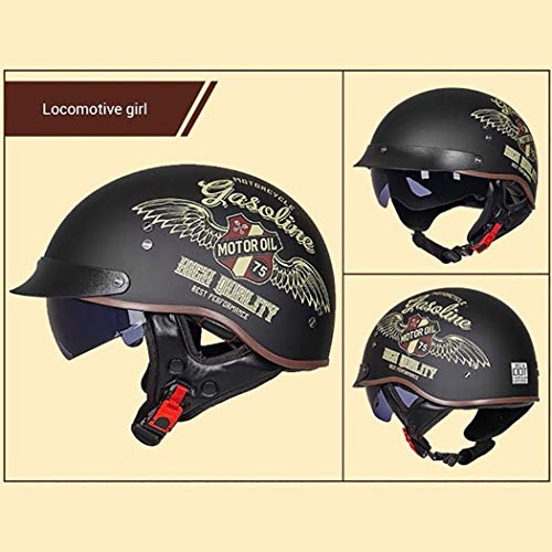 Casco Abierto Motocicleta Casco Retro Harley con Gafas Unisex Medio Casco Certificado Dot/ECE Scooter Jet Casco Cruiser Chopper Bicicleta monopatín Casco de Seguridad