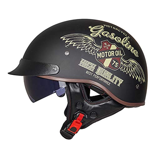 Casco Abierto Motocicleta Casco Retro Harley con Gafas Unisex Medio Casco Certificado Dot/ECE Scooter Jet Casco Cruiser Chopper Bicicleta monopatín Casco de Seguridad