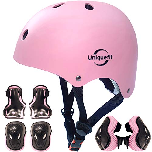 Casco Ajustable para niños y Equipo de protección, Cascos y Almohadillas para Bicicletas para niños pequeños, Rodilleras, Coderas y muñequeras (Pink, S(3-8years Old))