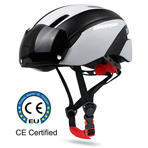 Casco Bicicleta Adulto, KINGLEAD Casco Bici Certificación CE con Magnéticas Desmontables Visera & Bolsa Portátil Casco Ciclismo Hombre Mujer Transpirable Ajustable Carretera Montaña Patineta (KL-001)