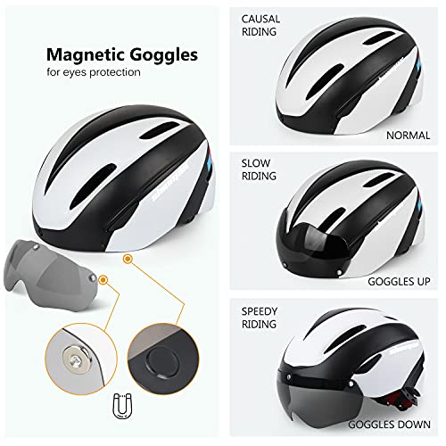 Casco Bicicleta Adulto, KINGLEAD Casco Bici Certificación CE con Magnéticas Desmontables Visera & Bolsa Portátil Casco Ciclismo Hombre Mujer Transpirable Ajustable Carretera Montaña Patineta (KL-001)