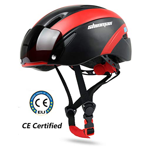 Casco Bicicleta Adulto, KINGLEAD Casco Bici Certificación CE con Magnéticas Desmontables Visera & Bolsa Portátil Casco Ciclismo Hombre Mujer Transpirable Ajustable Carretera Montaña Patineta (KL-001)