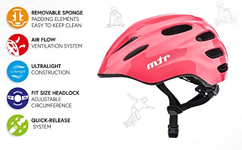 Casco Bicicleta Bebe Helmet Bici Ciclismo para Niño - Cascos para Infantil Bici Helmet para Patinete Ciclismo Montaña BMX Carretera Skate Patines monopatines KS01 (XS 44-48 cm, MTR Pink)