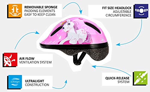 Casco Bicicleta Bebe Helmet Bici Ciclismo para Niño - Cascos para Infantil Bici Helmet para Patinete Ciclismo Montaña BMX Carretera Skate Patines monopatines MV6-2 (S(48-52cm), Pony)