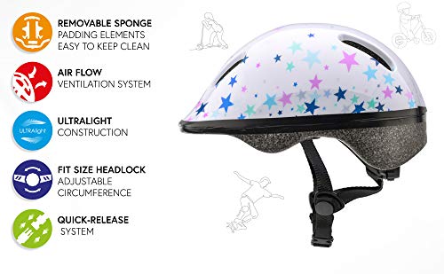 Casco Bicicleta Bebe Helmet Bici Ciclismo para Niño - Cascos para Infantil Bici Helmet para Patinete Ciclismo Montaña BMX Carretera Skate Patines monopatines (XS 44-48 cm, Stars)