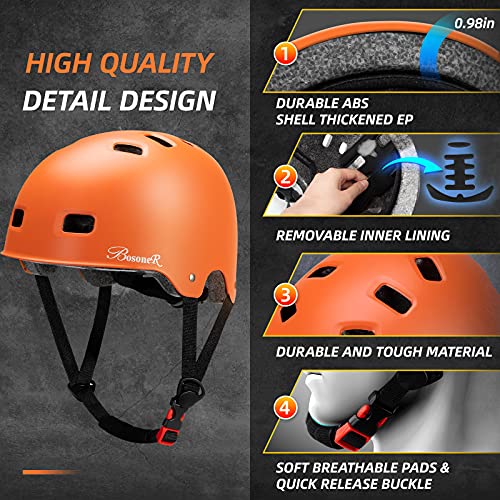 Casco Bicicleta, Casco de monopatín Ajustable multideportivo para niños jóvenes Adultos, Resistencia al Impacto ventilación Seguridad Casco Protector para patineta BMX Patinaje sobre Ruedas en línea