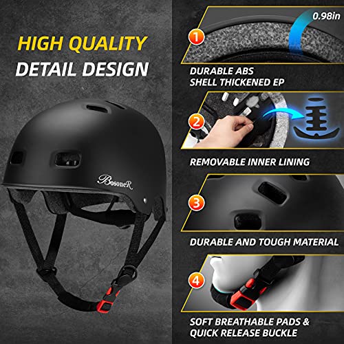 Casco Bicicleta, Casco de monopatín Ajustable multideportivo para niños jóvenes Adultos, Resistencia al Impacto ventilación Seguridad Casco Protector para patineta BMX Patinaje sobre Ruedas en línea