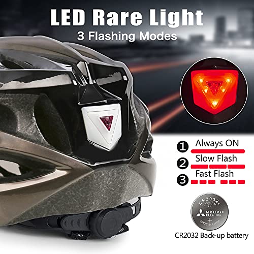 Casco Bicicleta, KINGLEAD Casco Bicicleta Hombre Mujer Certificado CE Casco Bicicleta con Luz LED Casco Bicicleta con Visera Extraíble Magnética Casco Bici para Carretera MTB Ciclismo 56-62cm(KL013)