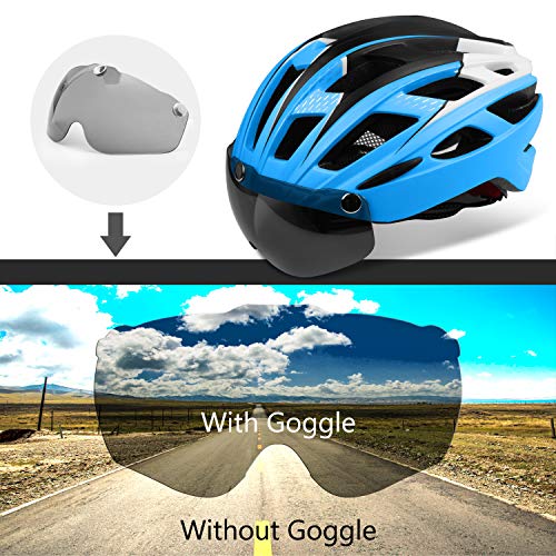 Casco bicicleta/Casco Bicic con luz,Certificado CE, casco bicicleta adulto con Visera Magnética Desmontable Gafas de Protección Super Light Casco Integral de Bicicleta Skateboarding Ski & Snowboard