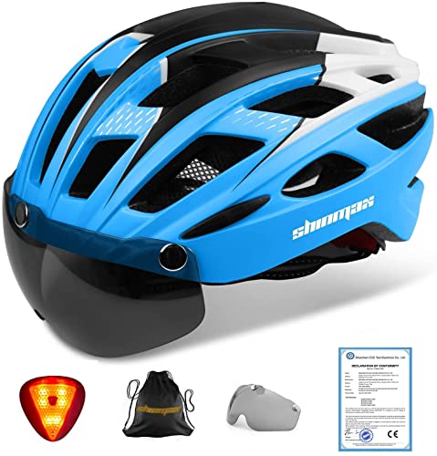 Casco bicicleta/Casco Bicic con luz,Certificado CE, casco bicicleta adulto con Visera Magnética Desmontable Gafas de Protección Super Light Casco Integral de Bicicleta Skateboarding Ski & Snowboard