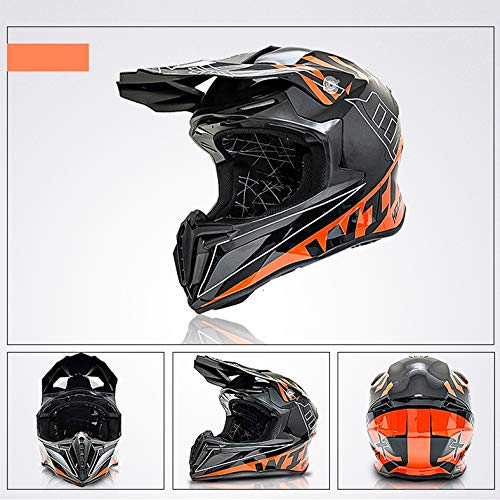 Casco Cross Negro, MD-902 Casco Motocross Hombre, Certificado ECE, Casco Descenso Adulto Off Road Casco Enduro MTB Integral Moto MX Quad Motocicleta ATV Scooter, Forro Extraíble (S 55-56cm,Amarillo)