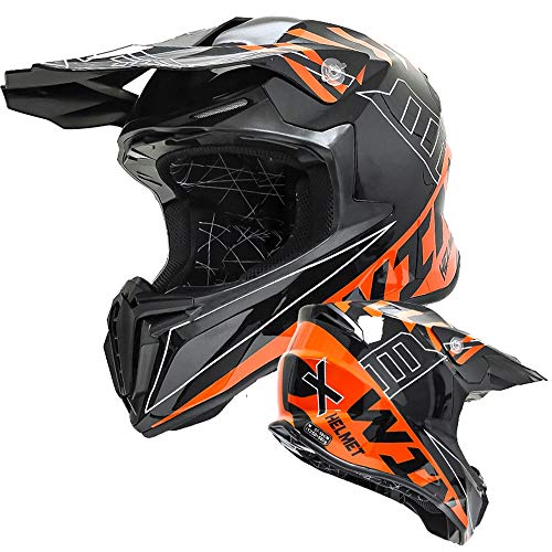 Casco Cross Negro, MD-902 Casco Motocross Hombre, Certificado ECE, Casco Descenso Adulto Off Road Casco Enduro MTB Integral Moto MX Quad Motocicleta ATV Scooter, Forro Extraíble (S 55-56cm,Amarillo)