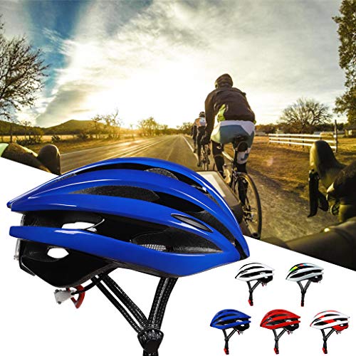 Casco de bicicleta ligero unisex con luz LED de seguridad, gorro de ciclismo, casco de equitación para adultos, color blanco, tamaño app.52-62cm/20.47-24.41in