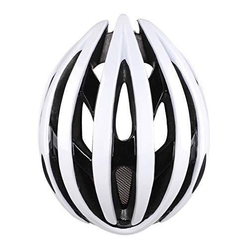 Casco de bicicleta ligero unisex con luz LED de seguridad, gorro de ciclismo, casco de equitación para adultos, color blanco, tamaño app.52-62cm/20.47-24.41in