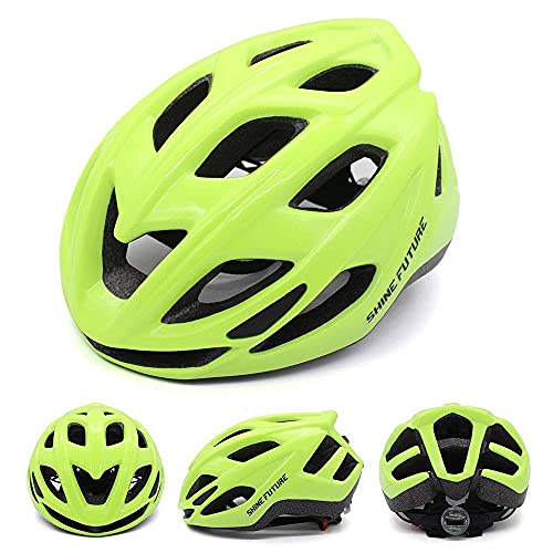 Casco de Bicicleta para Adultos, Casco de Bicicleta Ligero Casco de Ciclo con luz LED Casco de Bicicleta MTB Ligero Tamaño Ajustable (Verde Fluorescente)