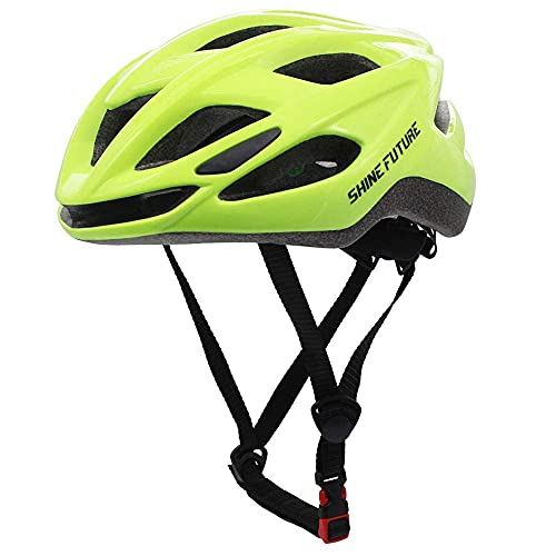 Casco de Bicicleta para Adultos, Casco de Bicicleta Ligero Casco de Ciclo con luz LED Casco de Bicicleta MTB Ligero Tamaño Ajustable (Verde Fluorescente)