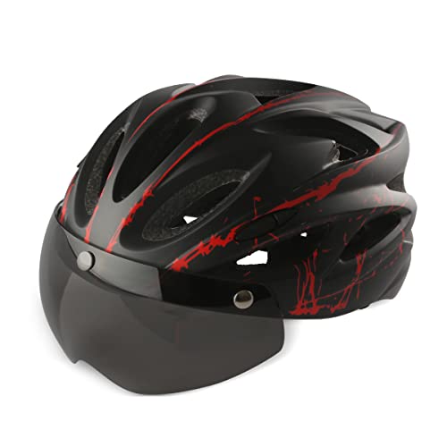 Casco de Bicicleta Patinete Electrico para Adultos Hombre y Mujer Certificado CE Bici Casco de Ciclismo de Montaña BMX Skateboard MTB Urbana con Ajustable Magnética Seguridad Visera y Acolchado (Rojo)