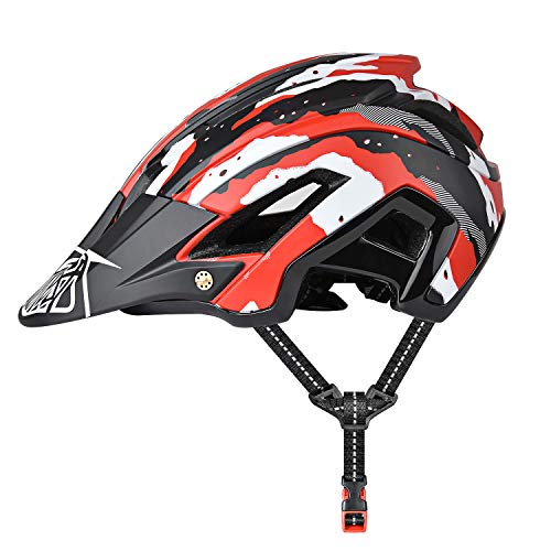 Casco de Ciclismo, 300g 56-60cm Casco Ligero de Bicicleta de Montaña con Visera Desmontable, Ajuste Ajustable, 15 Vetns MTB Asco para Hombres y Mujeres Adultos, Rojo + Negro …