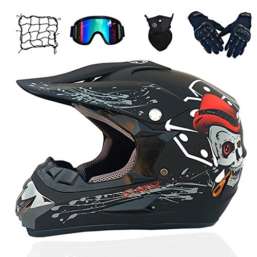 Casco de Descenso para jóvenes Adultos Regalos Gafas máscara Guantes Bolsillo Neto BMX MTB ATV Bicicleta Carrera Integral Integral Casco,B,M